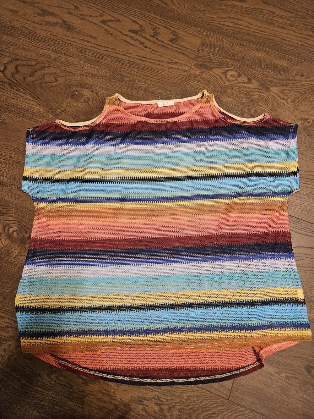 Striped Cold-Shoulder Knit Tank Top in Multicolor